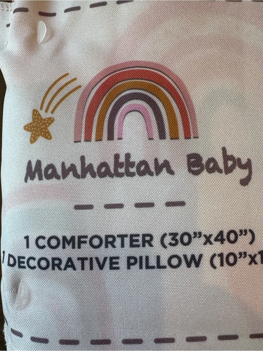 NWT Manhattan Baby White Pink Rainbow Nursery Comforter Pillow 2 Pc Set